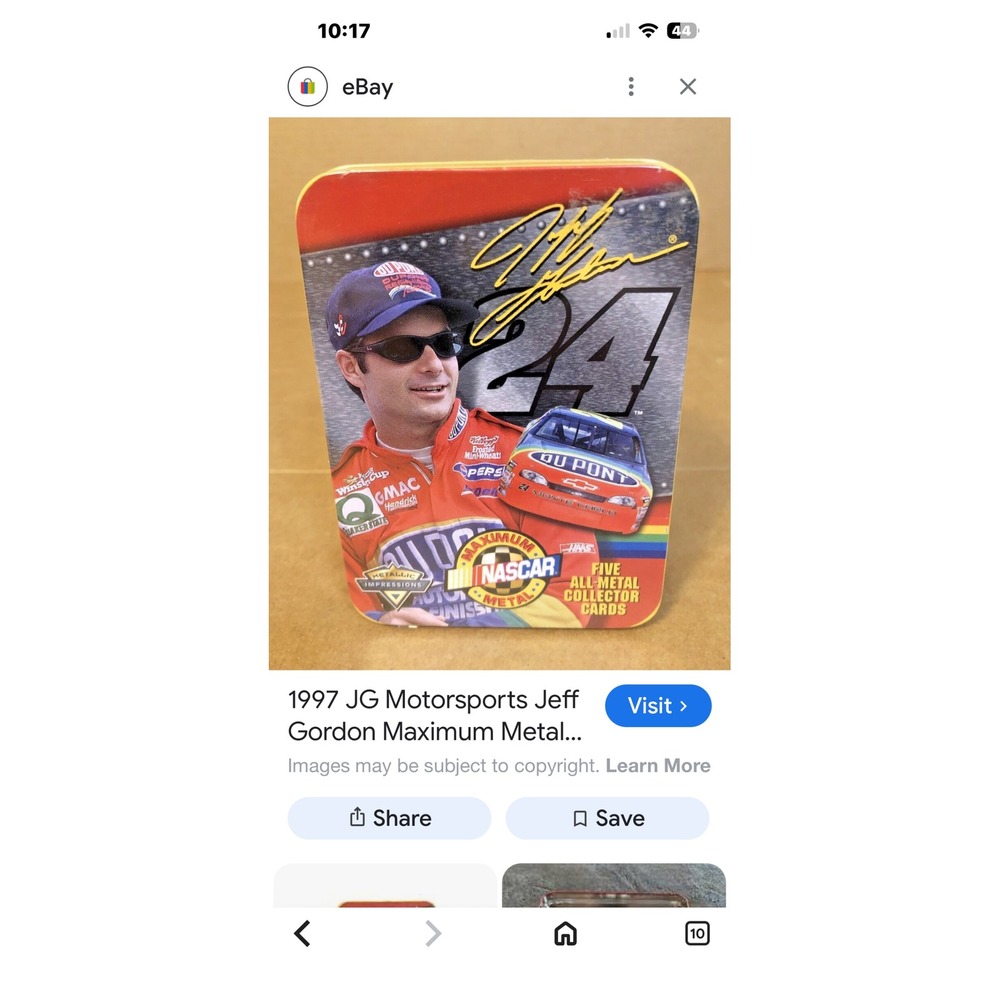 1997 Jeff‎ Gordon 24 NASCAR Maximum Metal 5 Card Set Metallic Impressions Tin